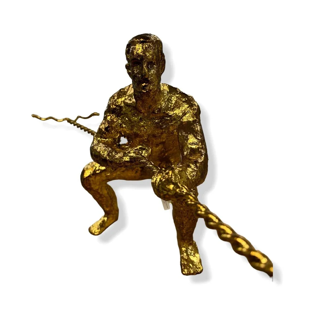 $220 Global Views Gold Climbing Man Decorative Art Sculpture Hanging Wall Décor
